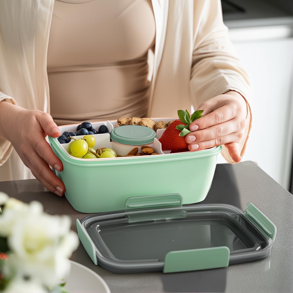Bugucat Lunchbox Erwachsene 2000ML 2 Set,Auslaufsichere Brotdose Bento Box mit Fächern für Kinder,Sa