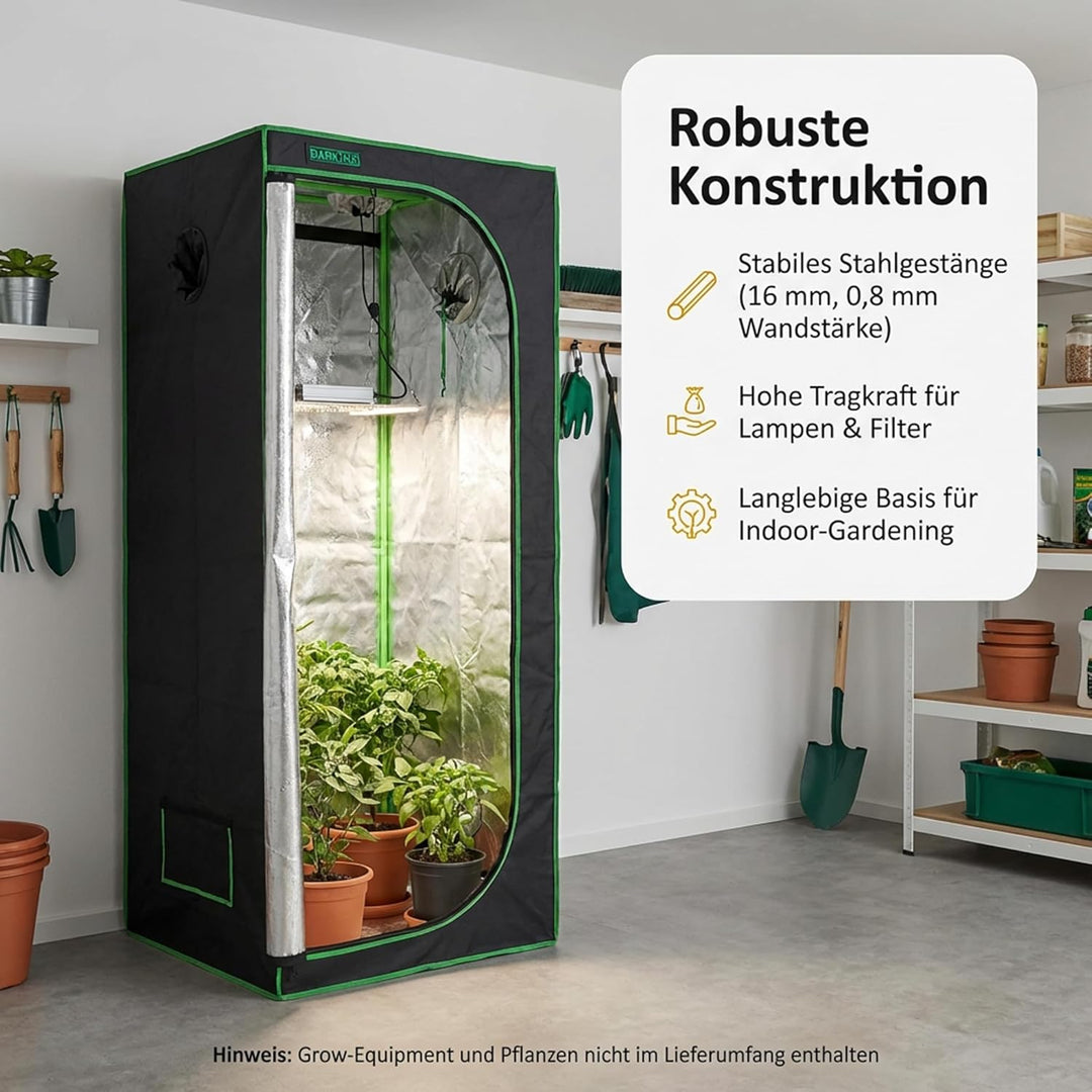 Easy Act Dark Box Growzelt 60x60x180 cm, lichtdichte Indoor-Growbox mit stabilem Gestänge und hochwe