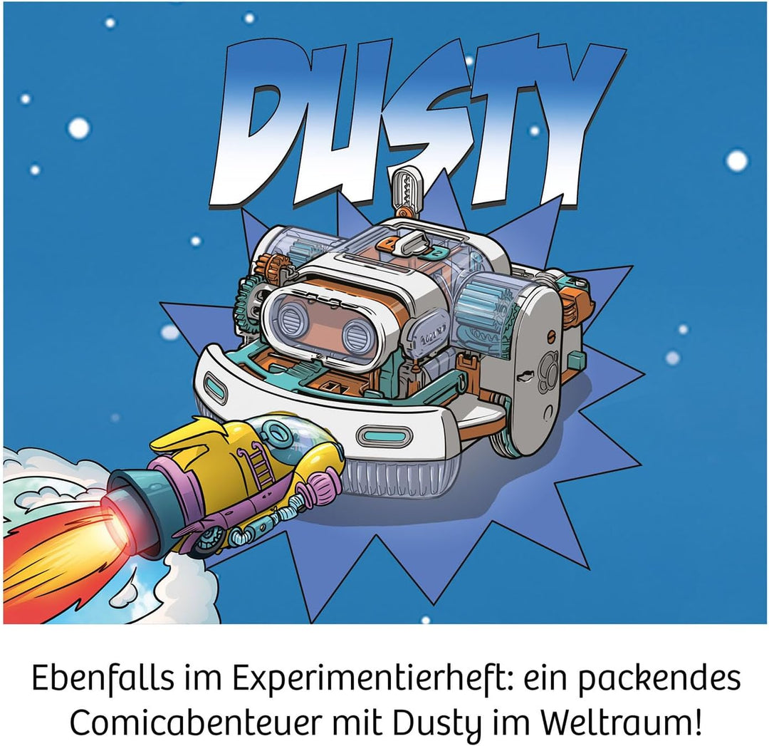KOSMOS 621322 Dusty - Dein saugstarker Robo-Helfer, Staubsaugerroboter für Kinder, Experimentierkast
