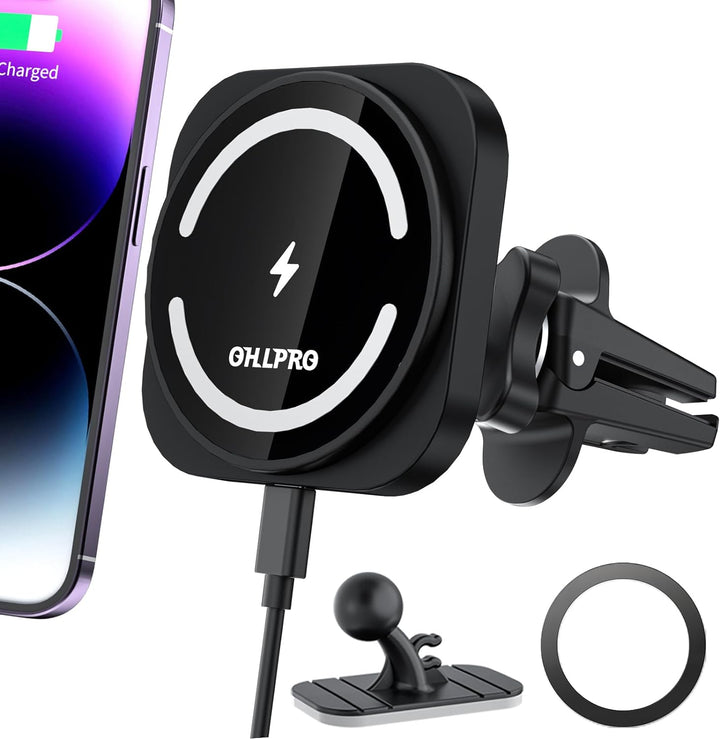 OHLPRO Auto Handyhalterung mit Ladefunktion, für Magsafe Autohalterung und iPhone 15/15 Pro/15 Pro M