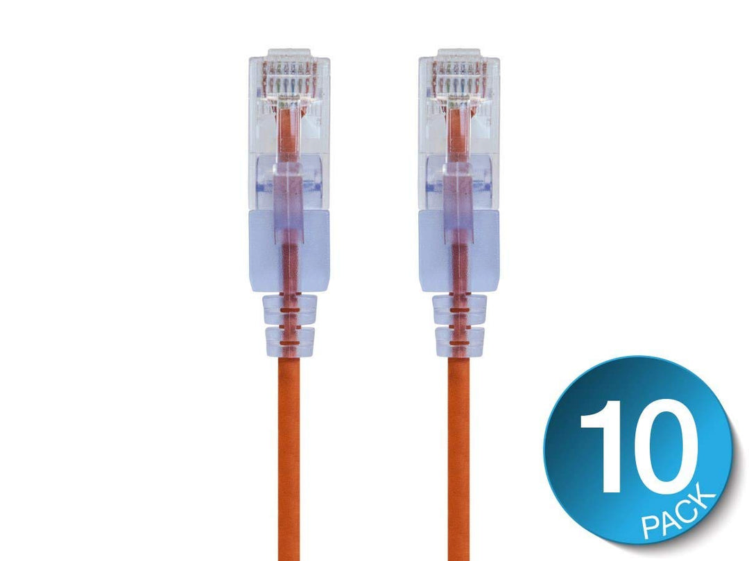 Monoprice Cat6A Ethernet-Patchkabel – 30 MHz – Orange (10 Stück) snagless RJ45 550 MHz UTP reines bl
