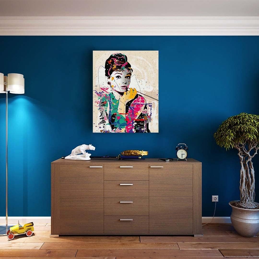 Artnapi Malen nach Zahlen Erwachsene mit Rahmen | DIY Handgemalt | Audrey Hepburn | Kit für Anfänger