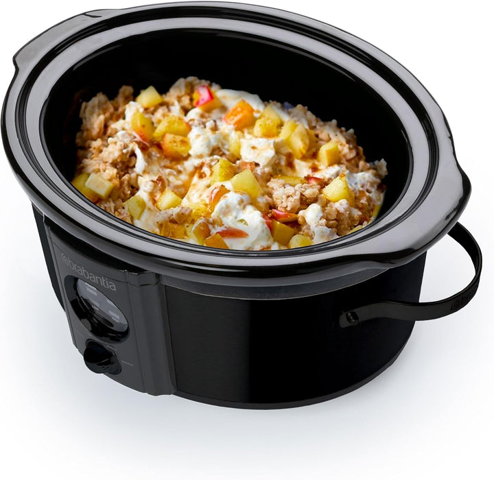 Brabantia Slow Cooker, 3,5 Liter (3-4 Personen), Entnehmbare Keramikschale & Glasdeckel, 3 Temperatu