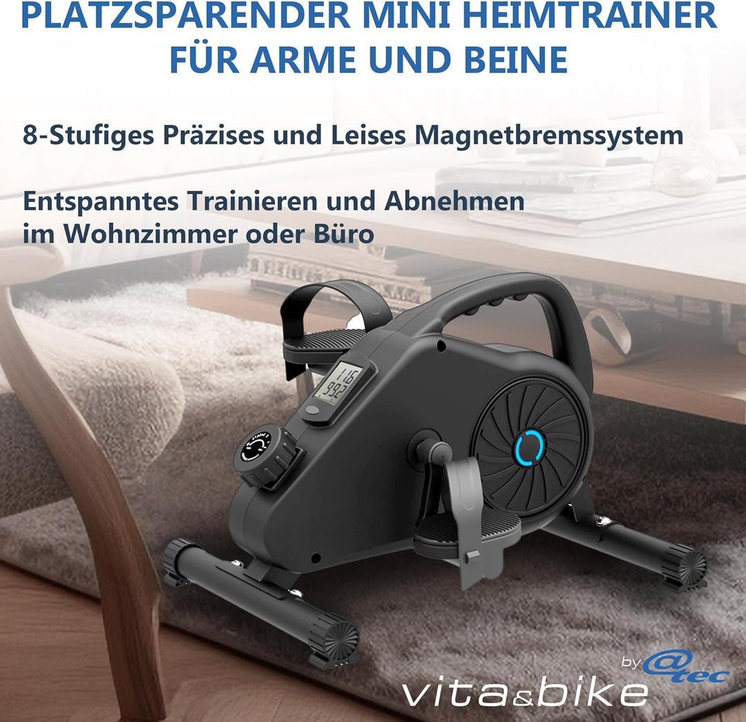 Vita&Bike Mini Fitness Bike, Heimtrainer, Pedaltrainer mit einstellbaren 8-stufigen Magnetwiderstand