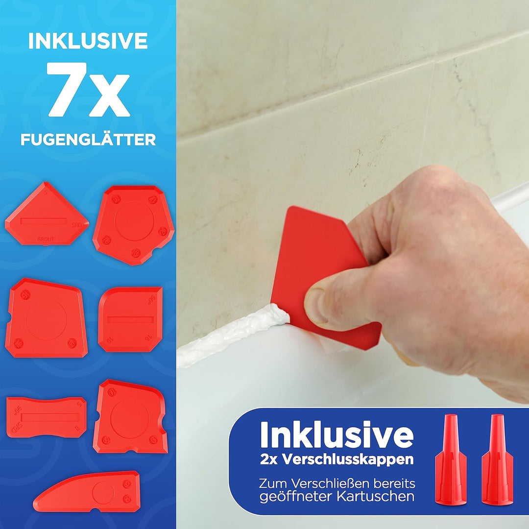 KISTEK® Silikonentferner Set (18-teilig) zur Silikon Entfernung und Erneuerung von Acryl- &amp; Silikonf