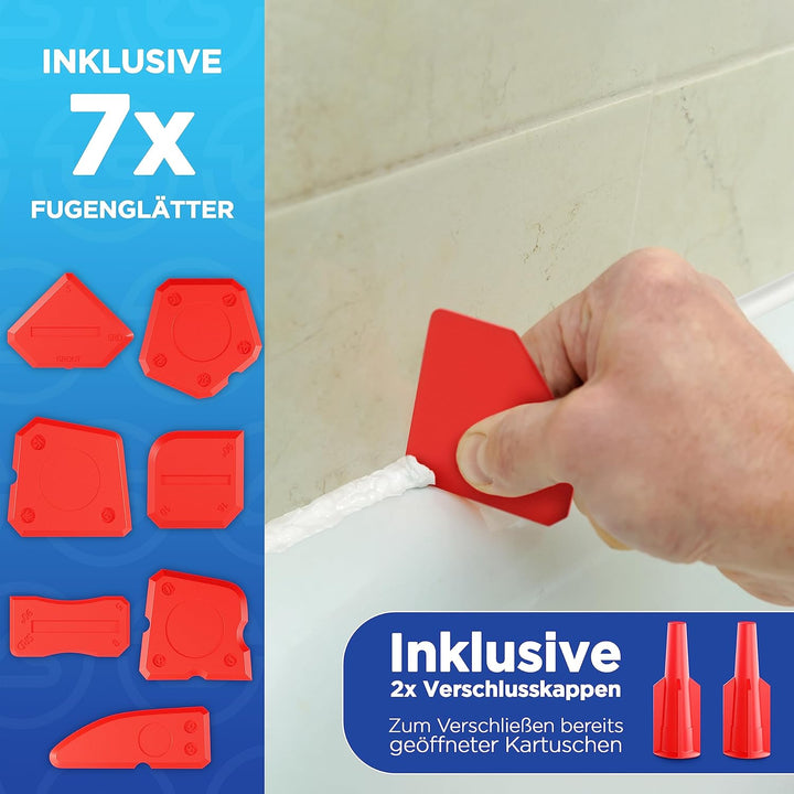 KISTEK® Silikonentferner Set (18-teilig) zur Silikon Entfernung und Erneuerung von Acryl- &amp; Silikonf
