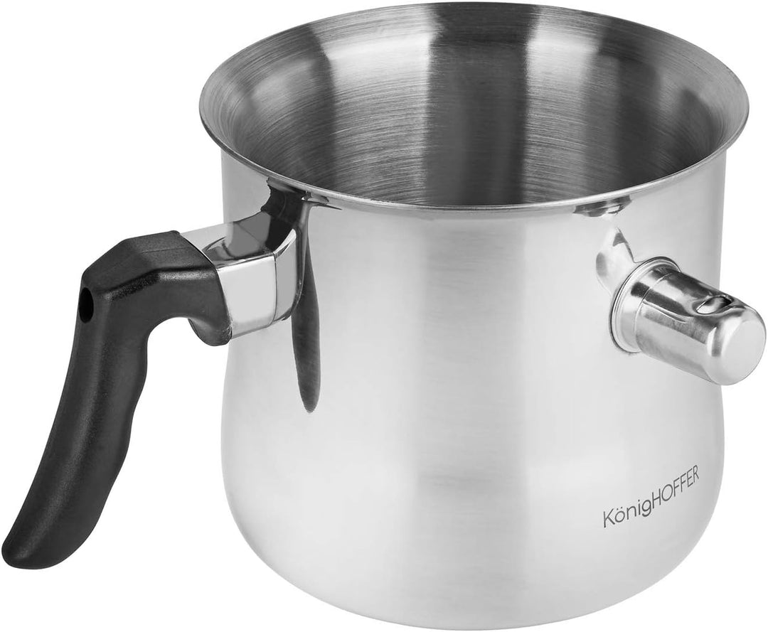 1,5L Milchtopf mit Deckel, Kochtopf, Doppelkessel, doppelwandig mit Bakelitgriff, Butterschmelz-/Pud