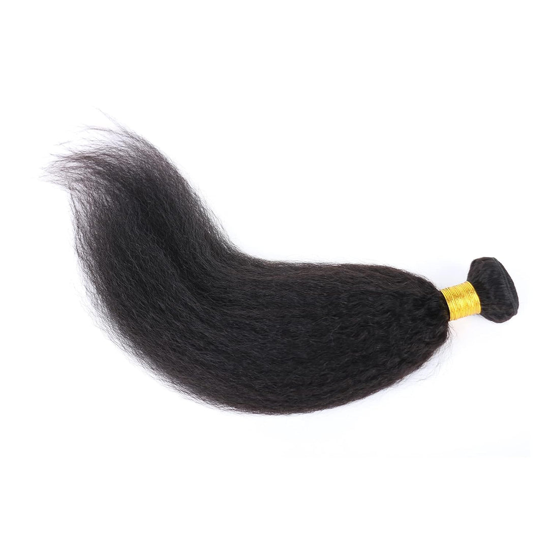 Kinky Straight Human Hair ，Single Bundle 14 Inch Yaki Straight Human Hair Extensions One Bundles， 10
