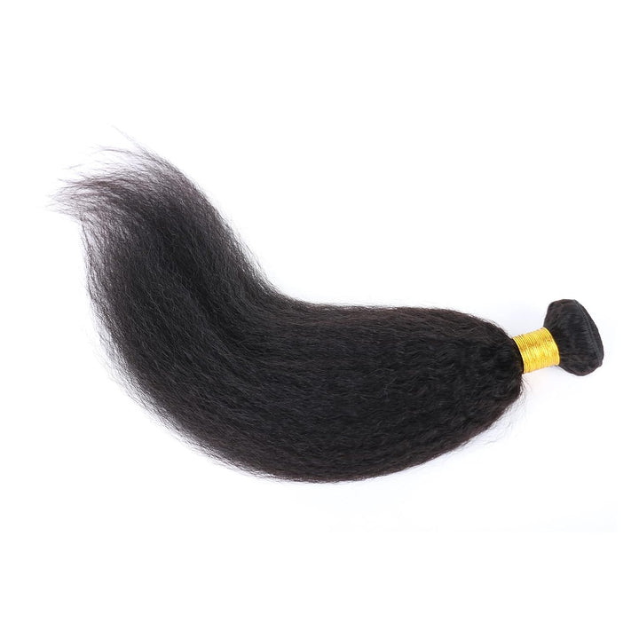 Kinky Straight Human Hair 1 Bundles Natural Black ，Yaki Straigh Brazilian Virgin Remy Hair， Grade 10