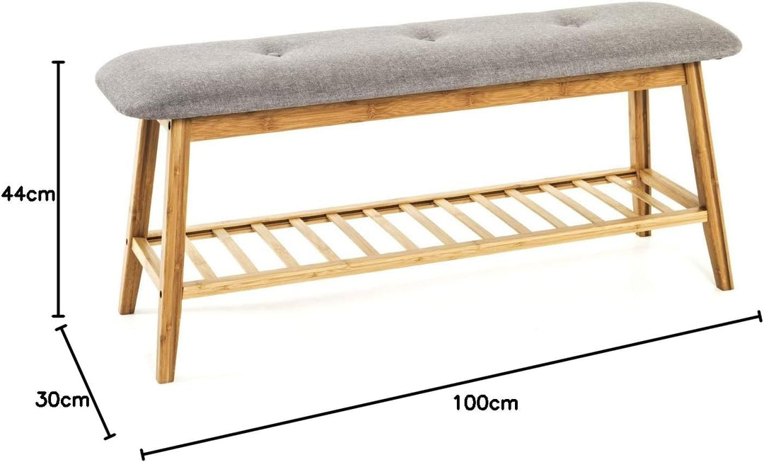 HAKU Möbel Schuhbank, Bambus, bambus-grau, B 100 x T 30 x H 44 cm Bambus-grau 100 x 30 x 44 cm, Bamb