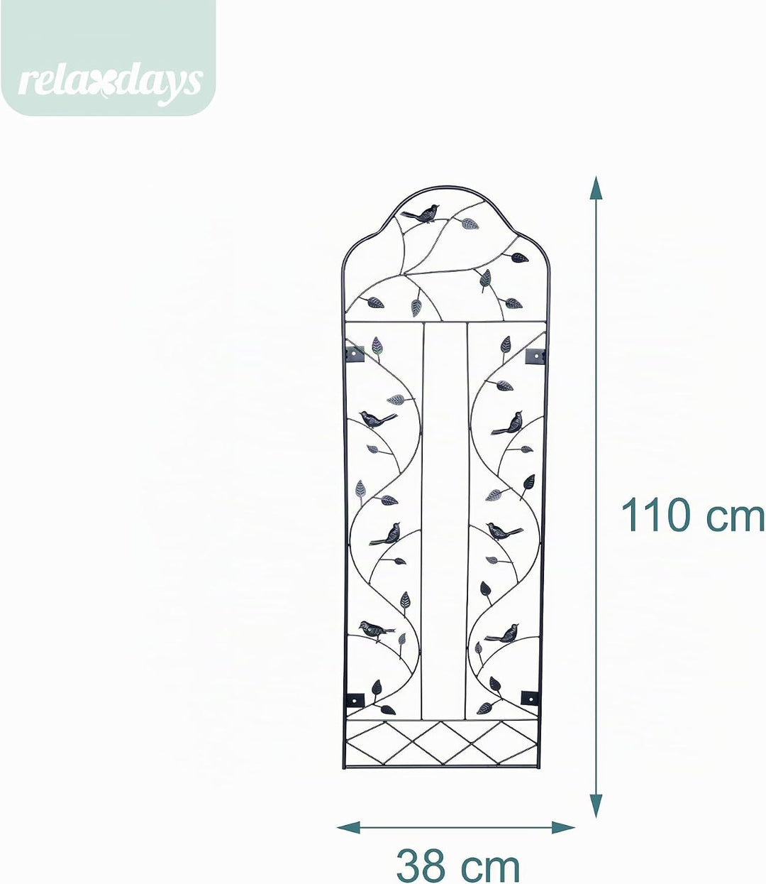 Relaxdays Rankgitter, 2er Set, Vögel, Wandgitter HxB 110 x 38 cm, Kletterpflanze Rankhilfe, Wandmont