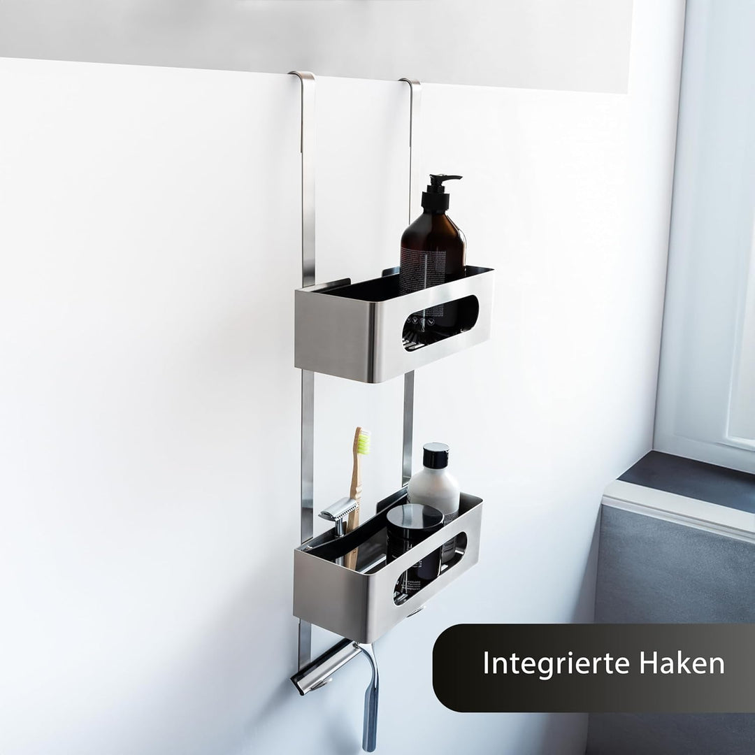 Duschablage zum Hängen | Patentiertes Duschregal ohne Bohren | Edelstahl Badregal Shampoohalter Dusc