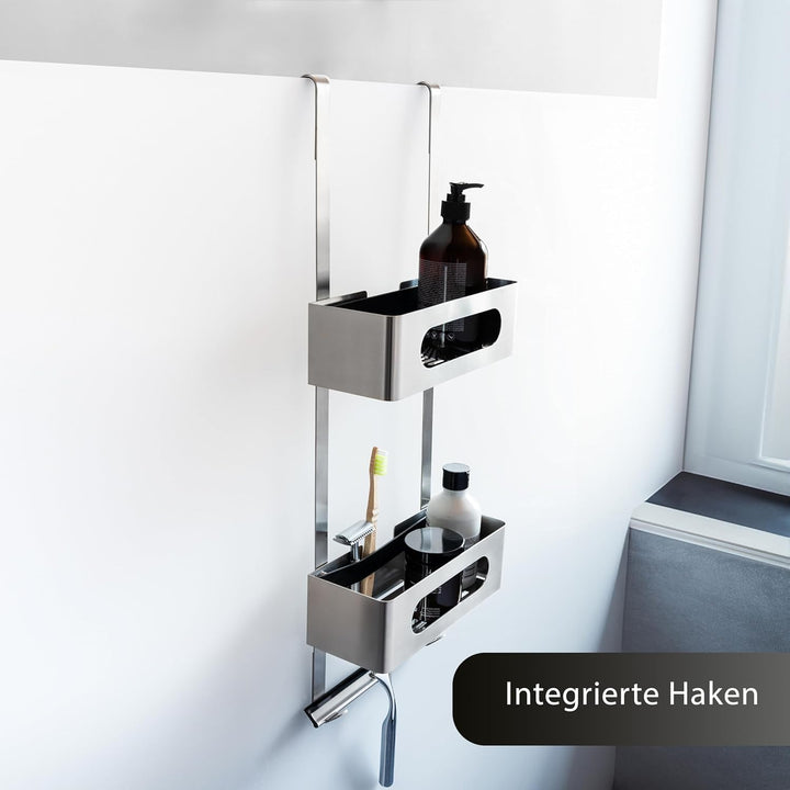 Duschablage zum Hängen | Patentiertes Duschregal ohne Bohren | Edelstahl Badregal Shampoohalter Dusc