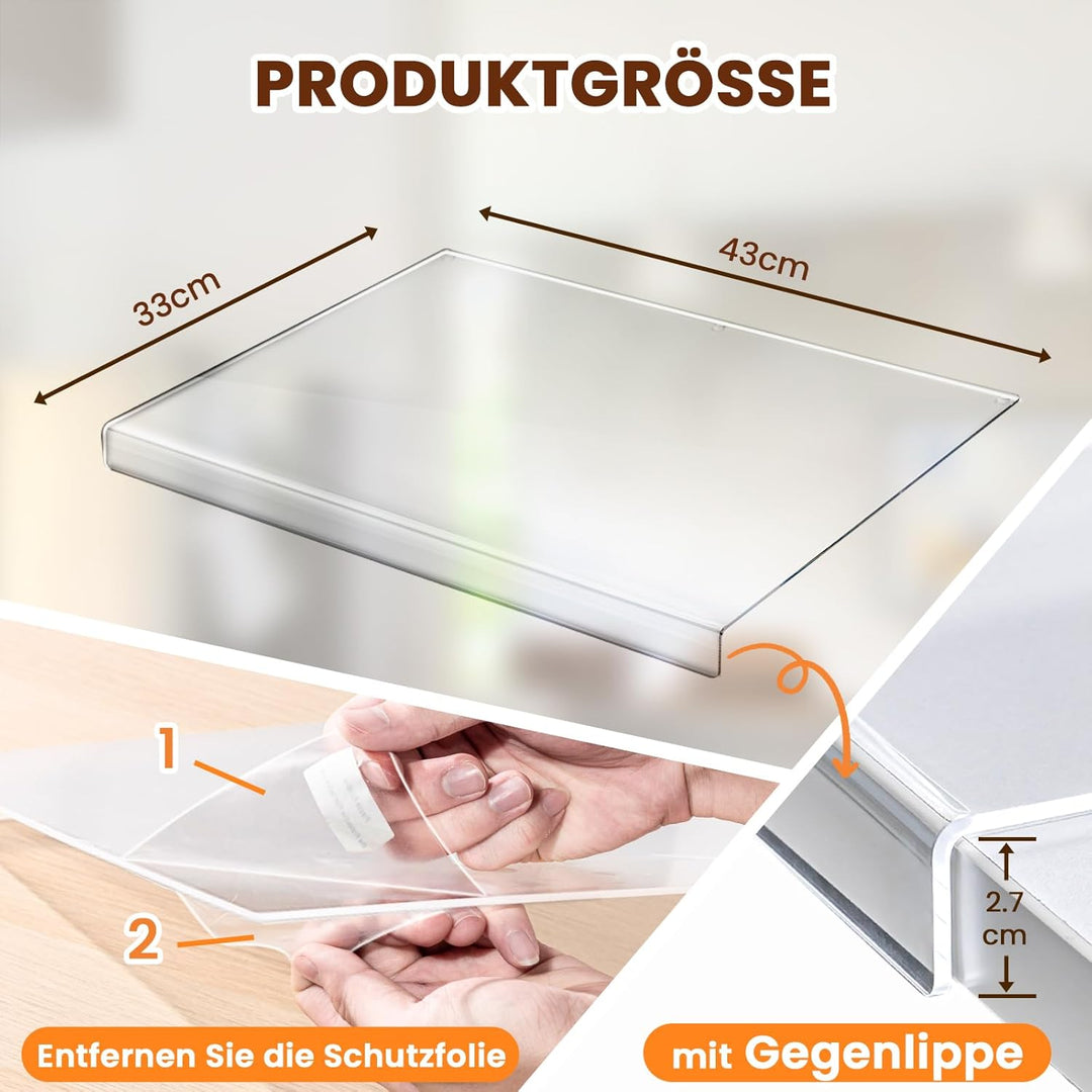 Gracenal Acryl Schneidebrett, Cutting Board, 43x33cm Grosses Schneidbrett Rutschfest mit Lippe, Schn