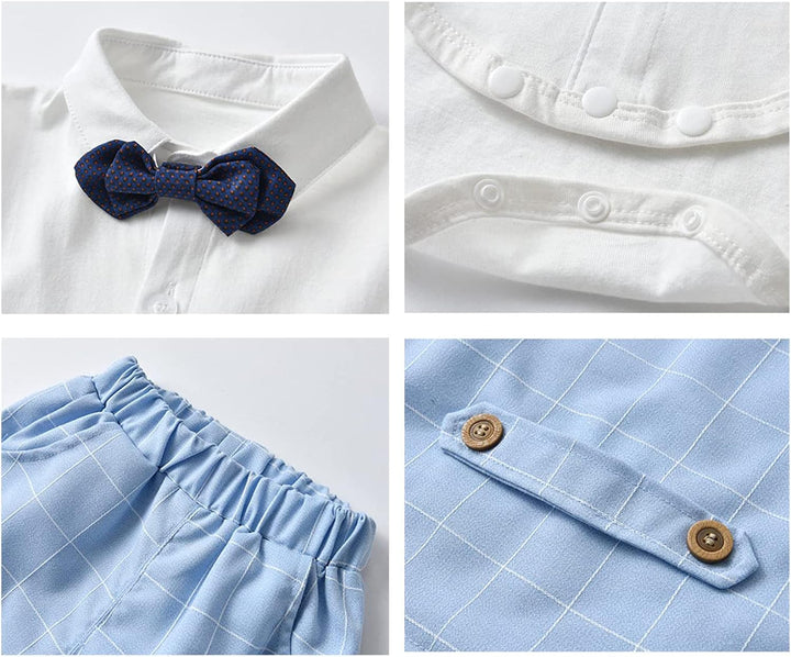 Volunboy Baby Anzug Jungen Anzugweste Hemd mit Fliege für Festlich Hochzeit Bekleidung Set 4tlg 12-1