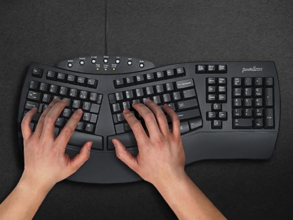 Perixx PERIDUO-512B US, Kabelgebundene ergonomische Tastatur und vertikale Maus-Kombination, USB, Sc