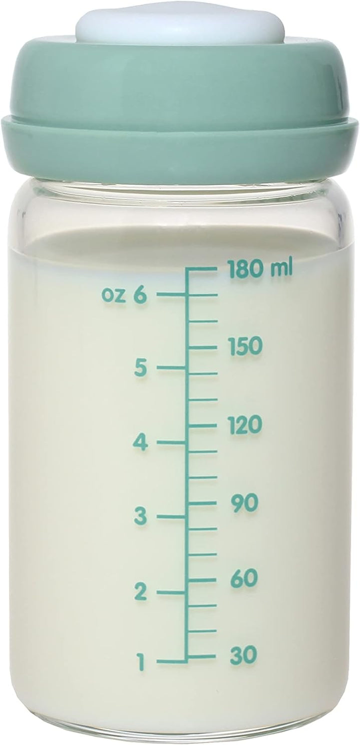 Premium Glasflaschen für Muttermilch, 180 ml, spülmaschinen-, gefrier- und mikrowellengeeignet (Glas
