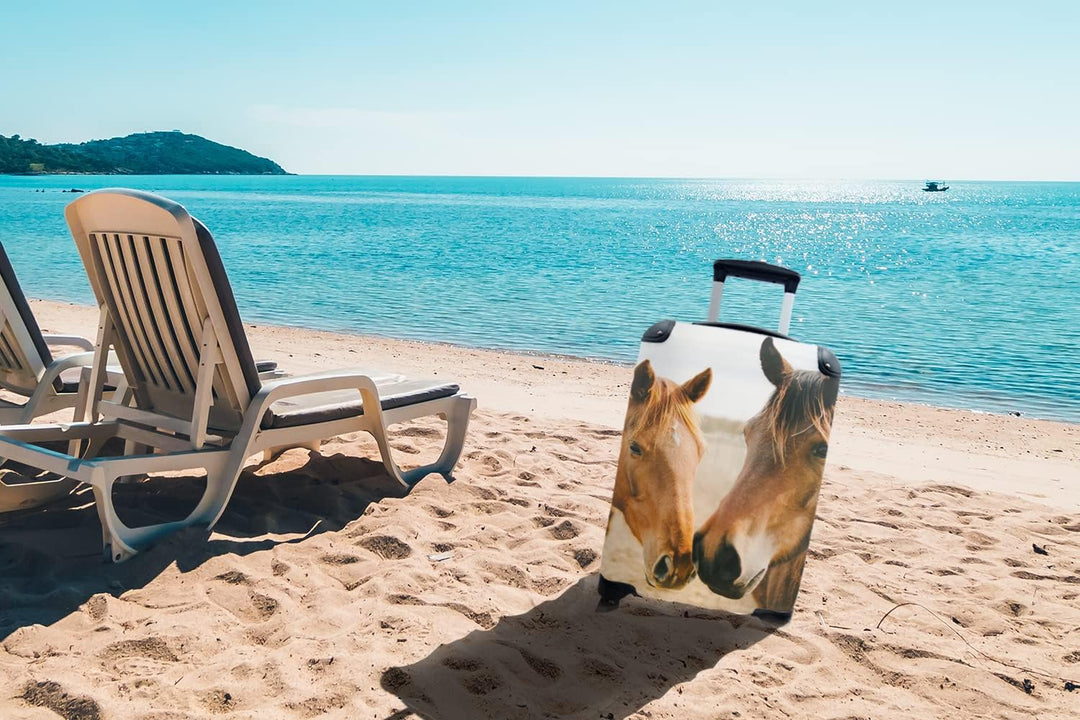 MuchoWow© Koffer Handgepäck Trolley Rollkoffer Kleine Reisekoffer mit 4 Rollen - Pferd - Strand - Ti