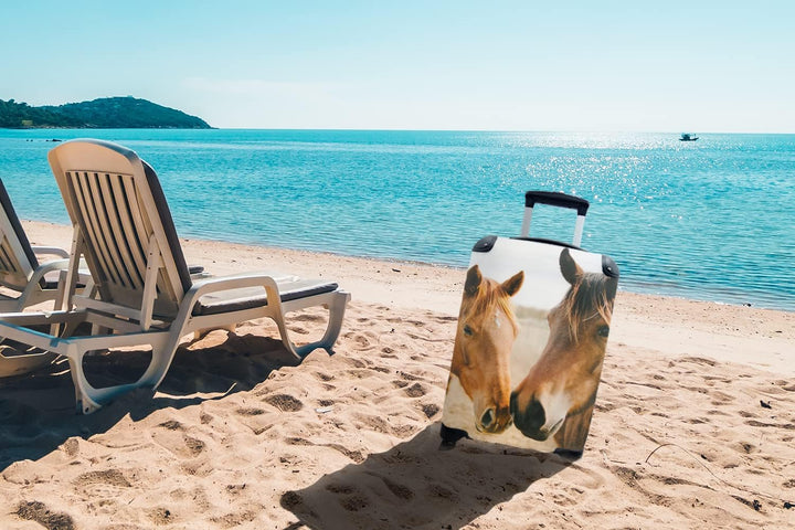 MuchoWow© Koffer Handgepäck Trolley Rollkoffer Kleine Reisekoffer mit 4 Rollen - Pferd - Strand - Ti