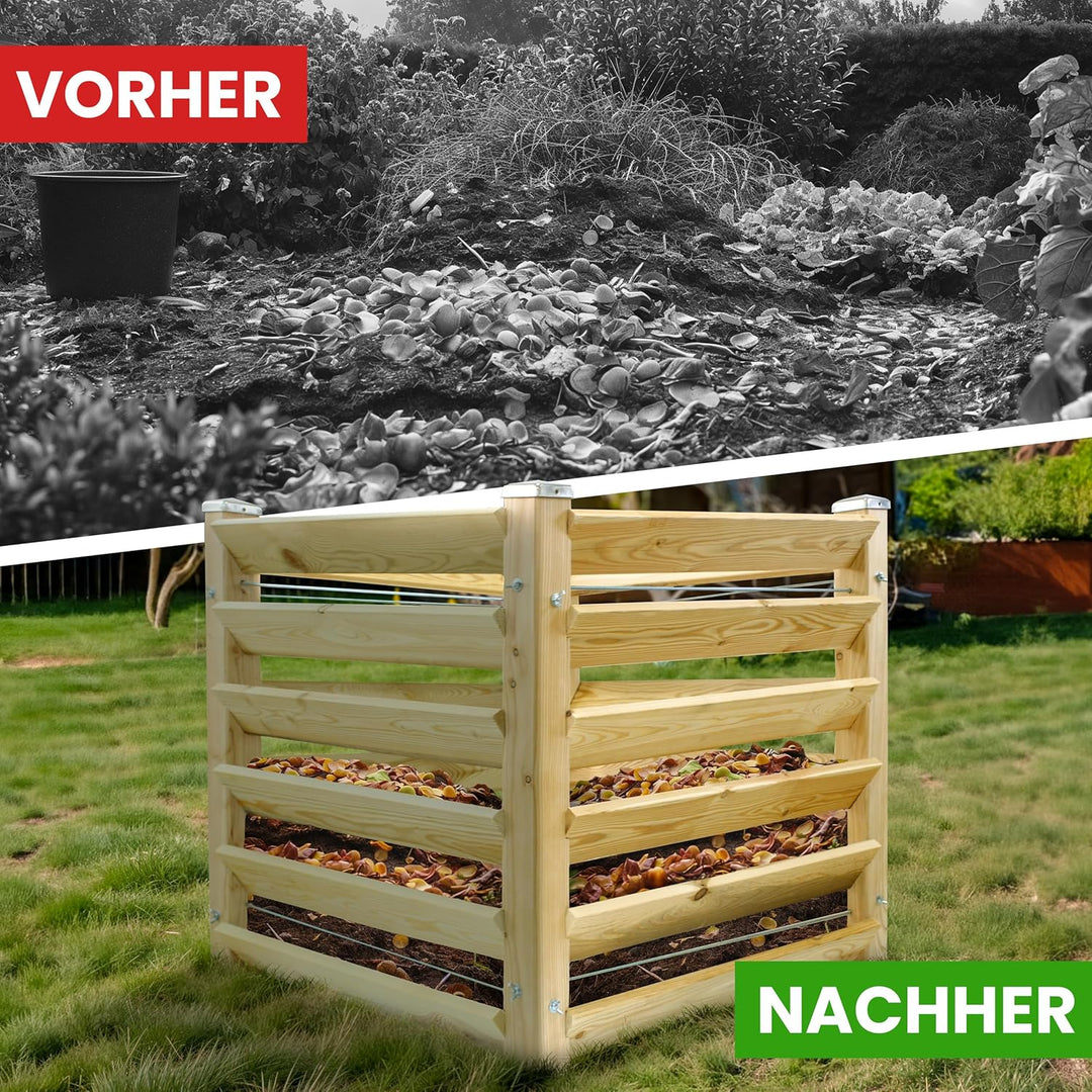 Gartenwelt Riegelsberger Moderner Komposter Single ca. 80x80 cm Höhe 80 cm aus Lärchenholz Massivhol