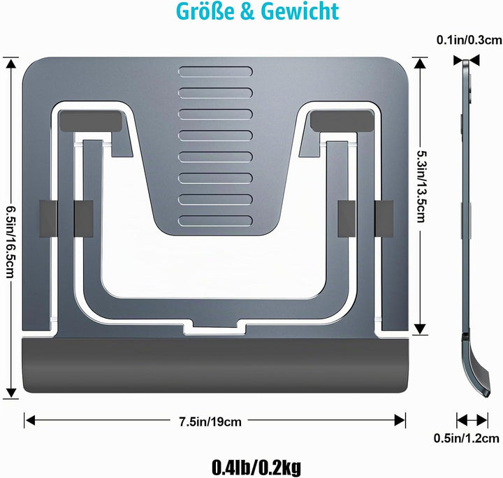 SHUOSUO Tablet Ständer Verstellbar &amp; Faltbar, Schlank Tragbarer Aluminium Tablet Halterung Halter Ti