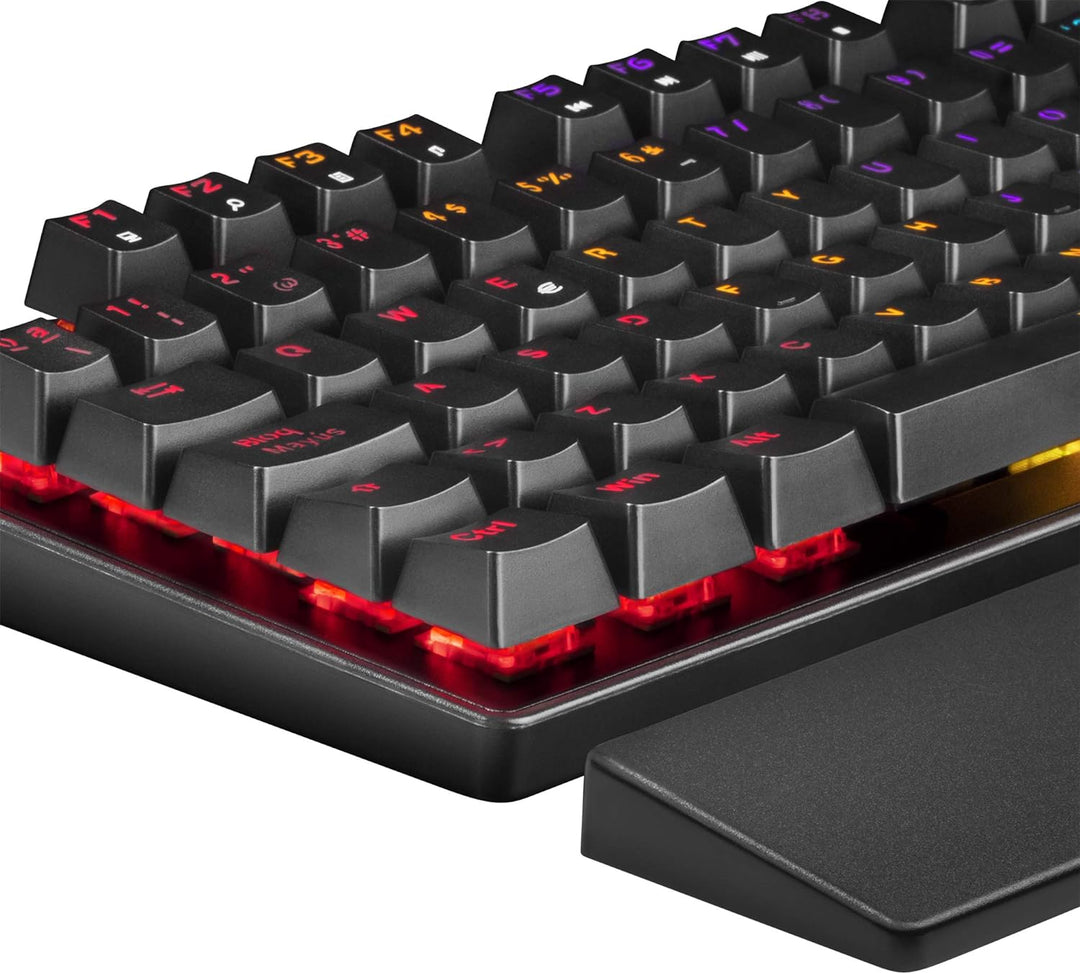Mars Gaming MKXTKLLRES, Ultra-Kompakte Mechanische Tastatur TKL RGB, Handballenauflage, Schalter OUT