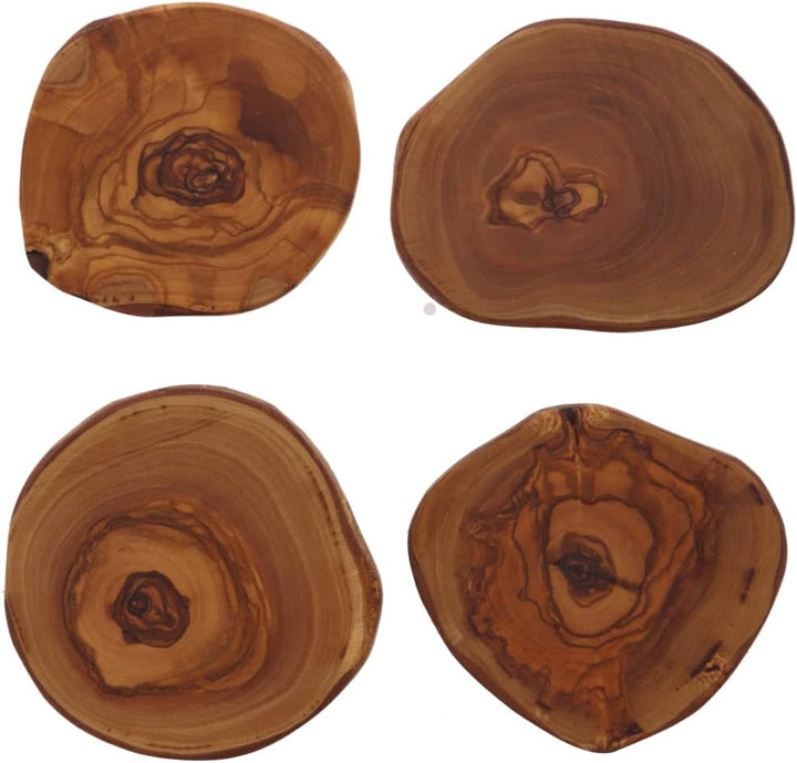 HOFMEISTER® Untersetzer 4er Set Olivenholz - Glasuntersetzer aus Holz aus 4 Olivenholzscheiben - Nat
