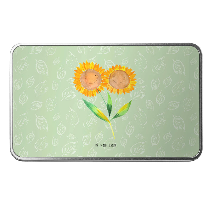 Mr. & Mrs. Panda Metalldose rechteckig Blume Sonnenblume - Geschenk, Blechdose, Aufbewahrungsdose, z