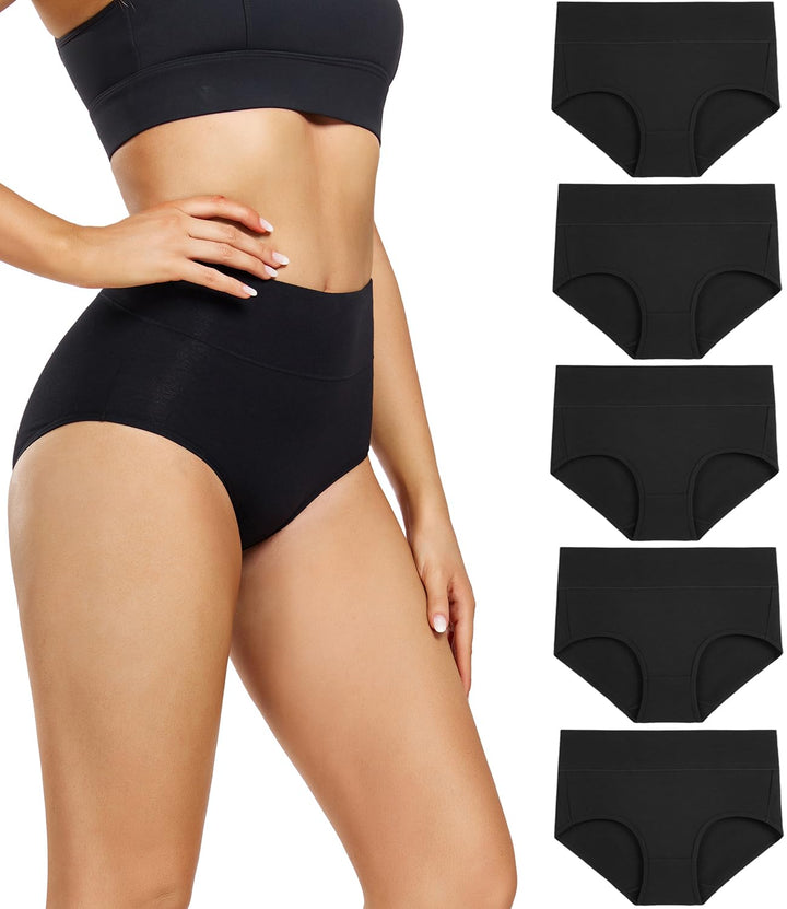wirarpa Damen Unterhosen Baumwolle Unterwäsche Hohe Taille Slips Hoher Taillenslip für Frauen 5er Pa