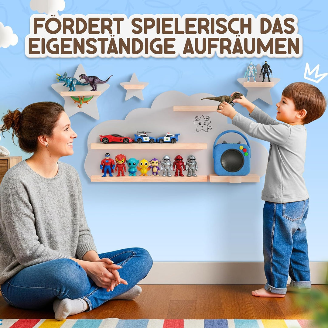 Twinklertoy’s Hörbox Wandregal aus Holz – mit magnetischer Halterung & zusätzlichen Sternen – für 30