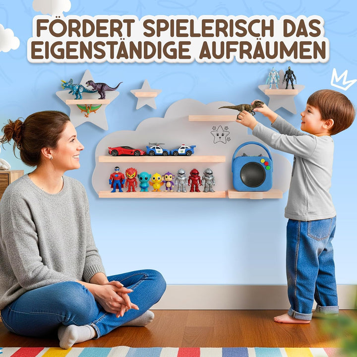 Twinklertoy’s Hörbox Wandregal aus Holz – mit magnetischer Halterung & zusätzlichen Sternen – für 30