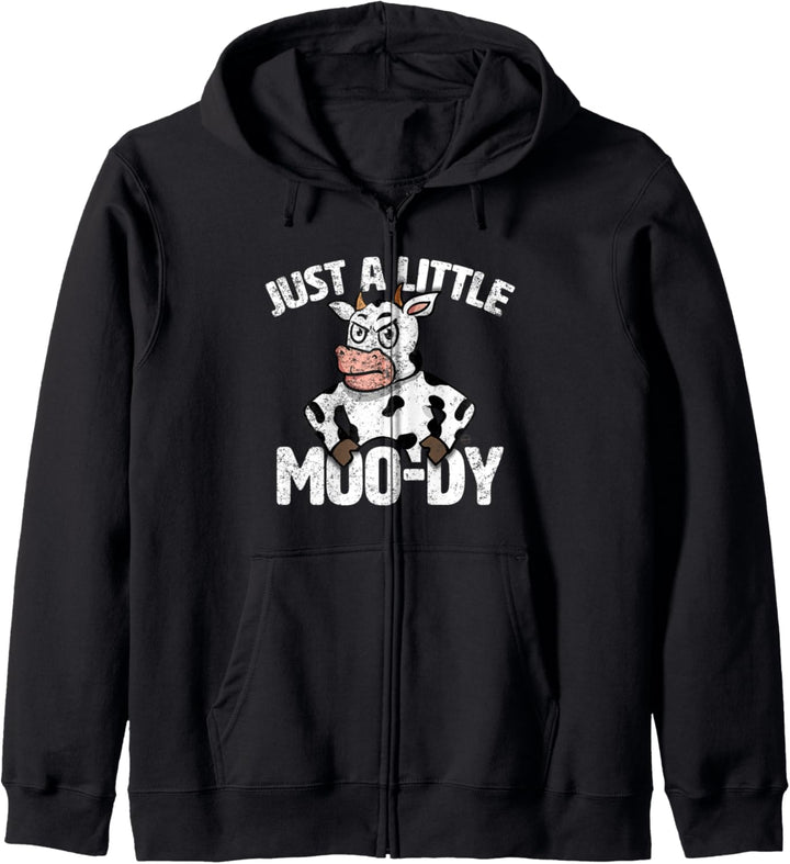 Cow Just A Little Moo-dy Funny Moody Cow Lover Gift Graphic Kapuzenjacke