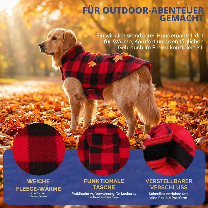 ASENKU Hundemantel für Grosse Hunde 3XL,Warme Hundemantel Winter, Fleece Hundejacke Reversible wasse