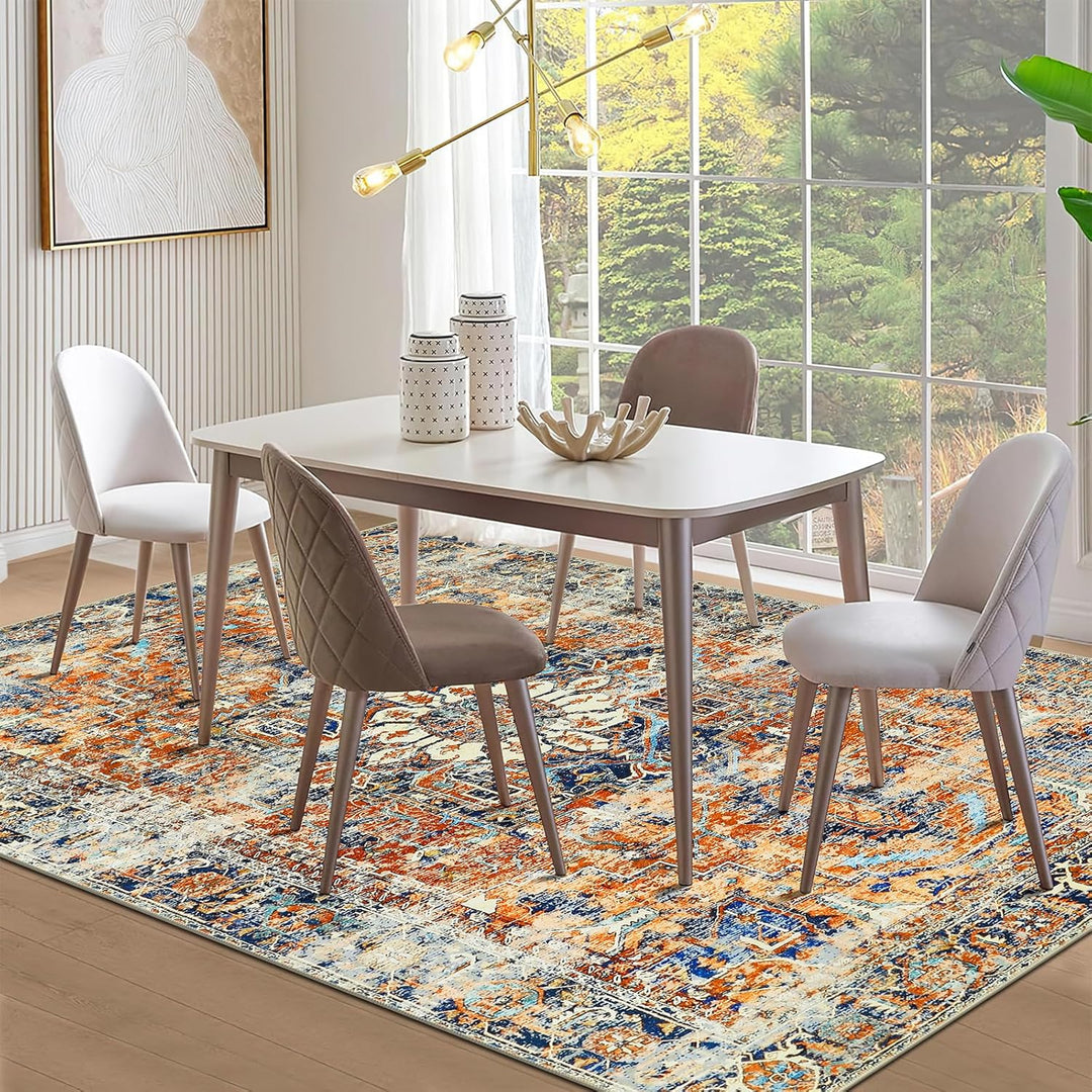 WONGS BEDDING Boho Teppich Wohnzimmer Schlafzimmer Kurzflor Teppiche Waschbar Weich rutschfest Vinta