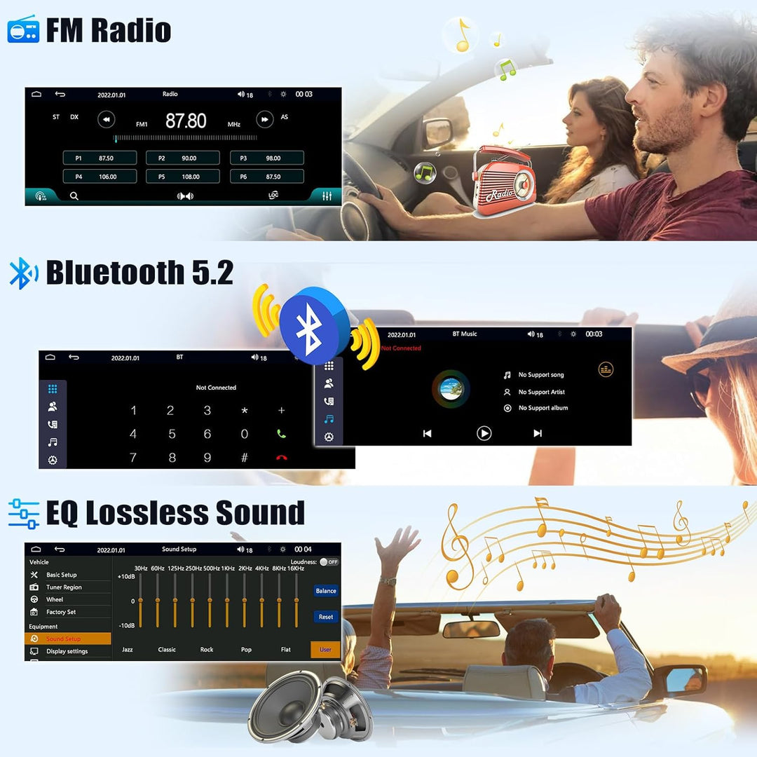 CAMECHO Autoradio 1 Din Wireless Carplay Android Auto Bluetooth 5.2 Radio mit 6.86 Zoll LCD Touchscr