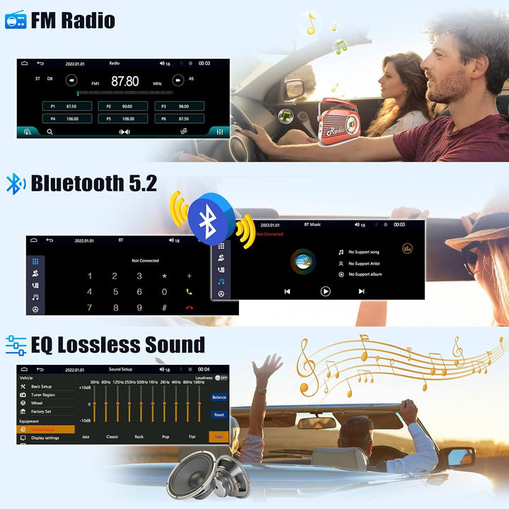 CAMECHO Autoradio 1 Din Wireless Carplay Android Auto Bluetooth 5.2 Radio mit 6.86 Zoll LCD Touchscr