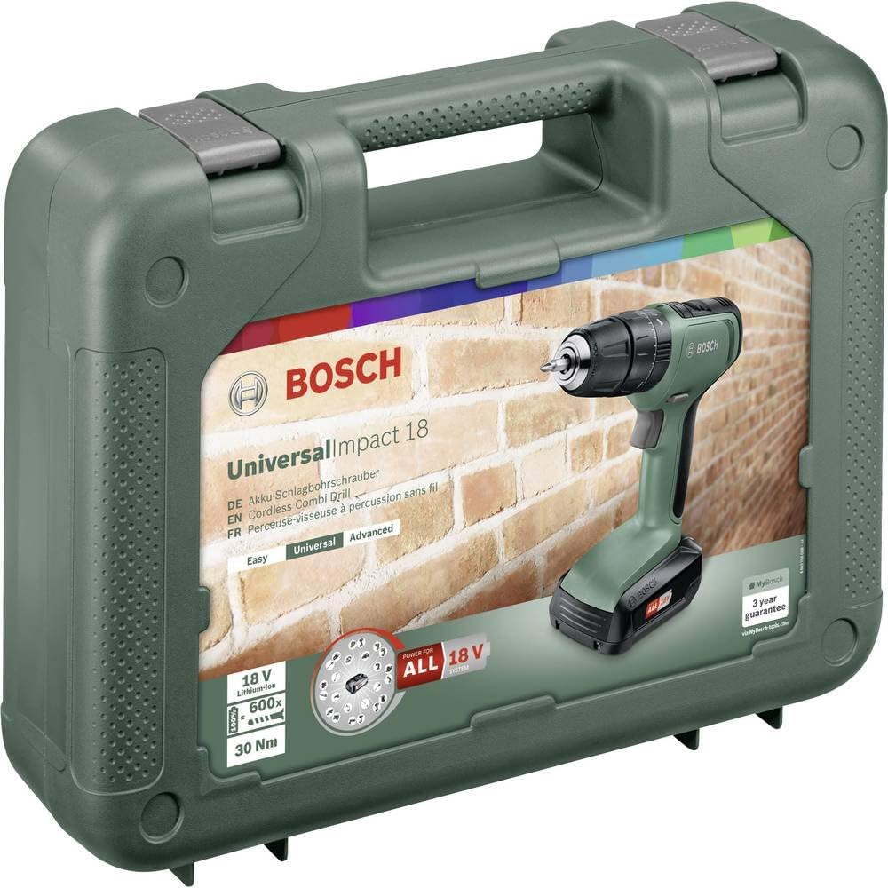 Bosch Home and Garden UniversalImpact 18 (1 Akku, 18 Volt System, im Koffer) Set | 1 Akku, Set | 1 A
