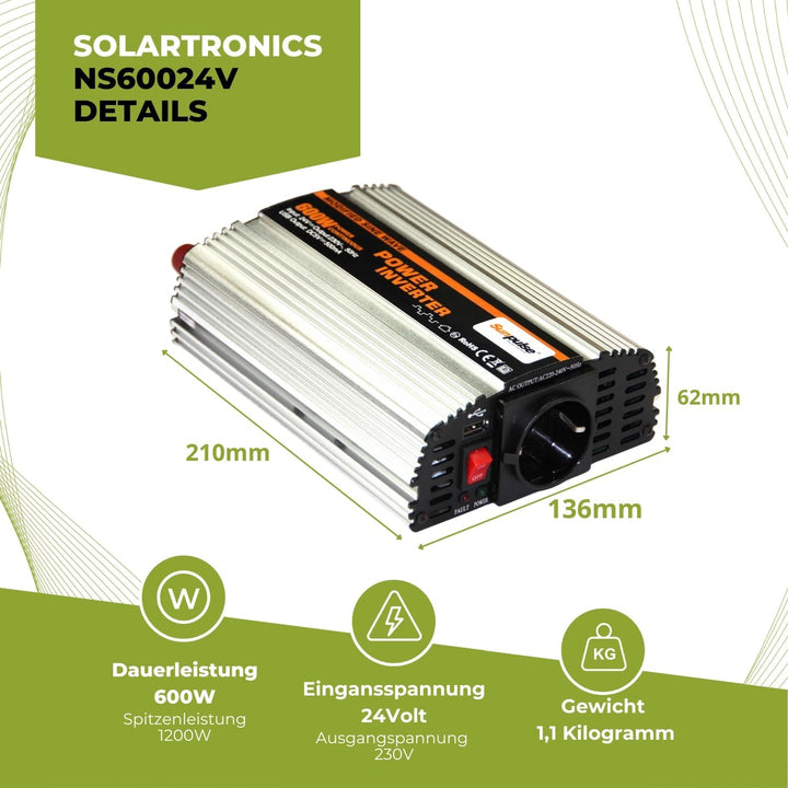 Spannungswandler NS 24V 600 Watt Inverter Wechselrichter