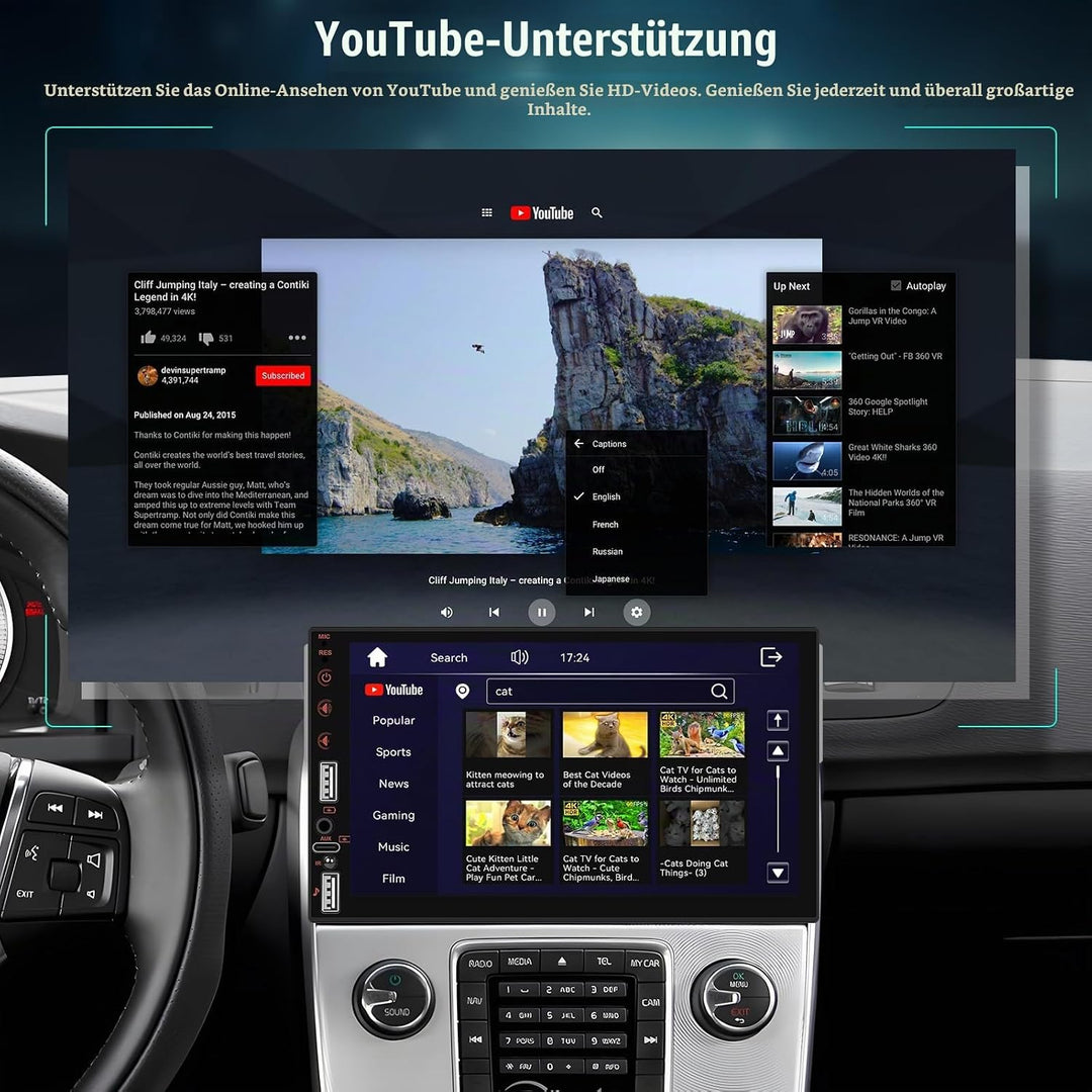CAMECHO 7 Zoll HD Touchscreen Autoradio mit Drahtlos CarPlay Android Auto,1 Din Carplay Radio mit Bl