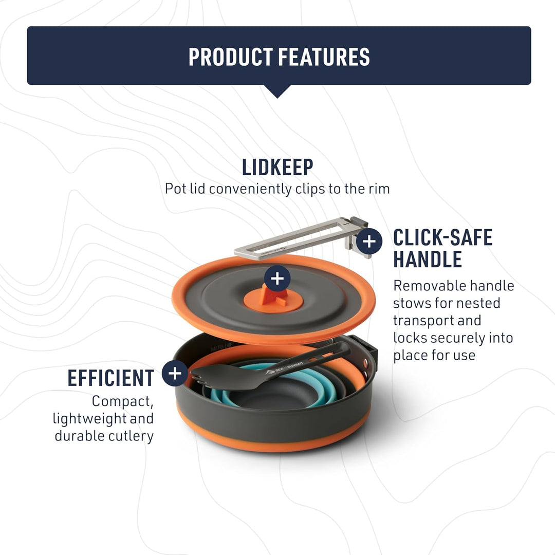 Sea to Summit - Frontier Ultralight Collapsible One Pot Cook Set - 1 Person, 3-teilig - 1 L Topf + B