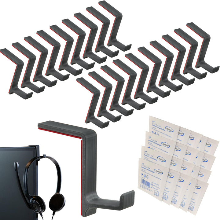 STEKIS Headset Halterung für Monitor & Bildschirm – 20er Set Kopfhörer Haken (Small) – für schmale H