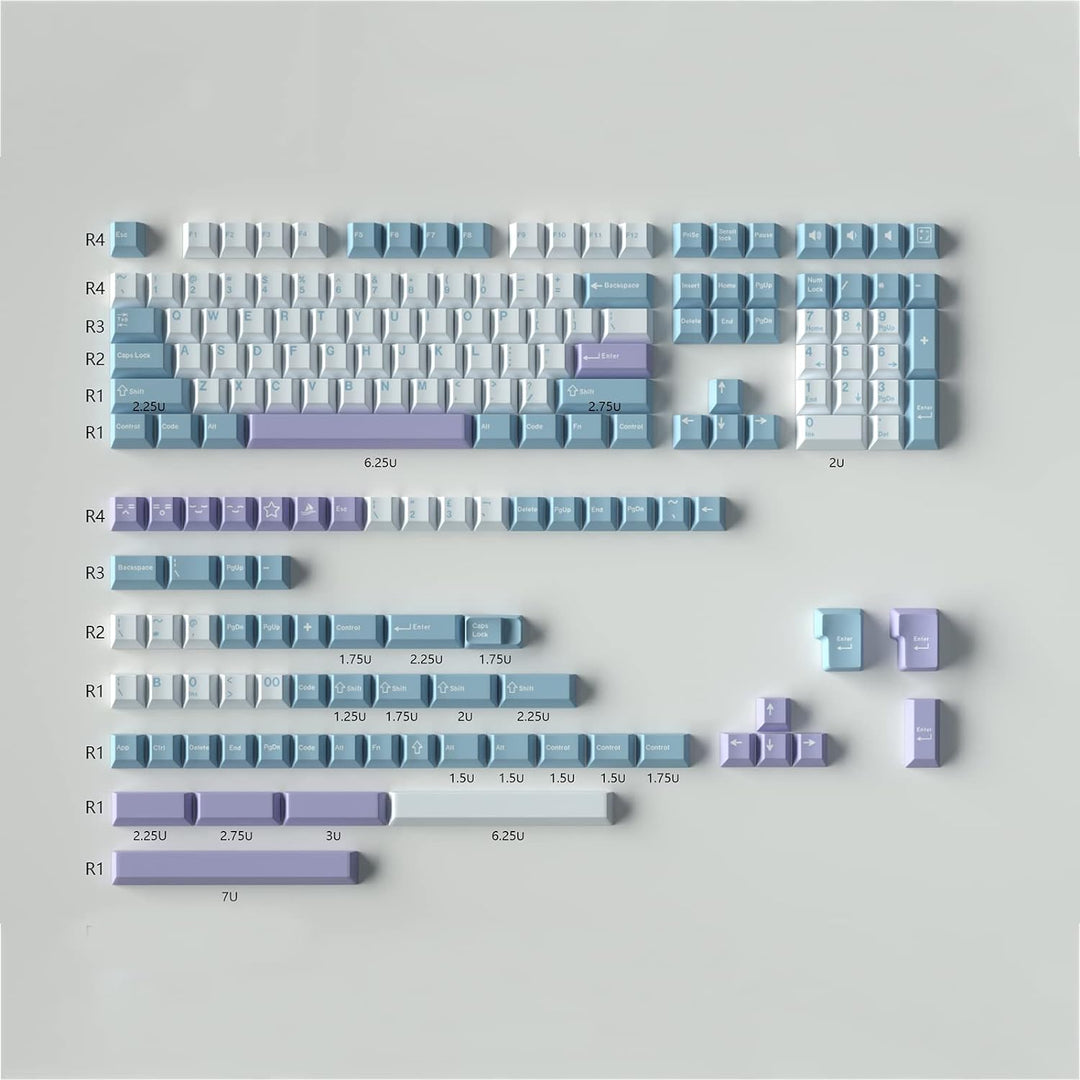 172 Tasten Double Shot Tastenkappen Cherry Profile Illusion Keycaps Fit for 61/64/87/104/108 Cherry