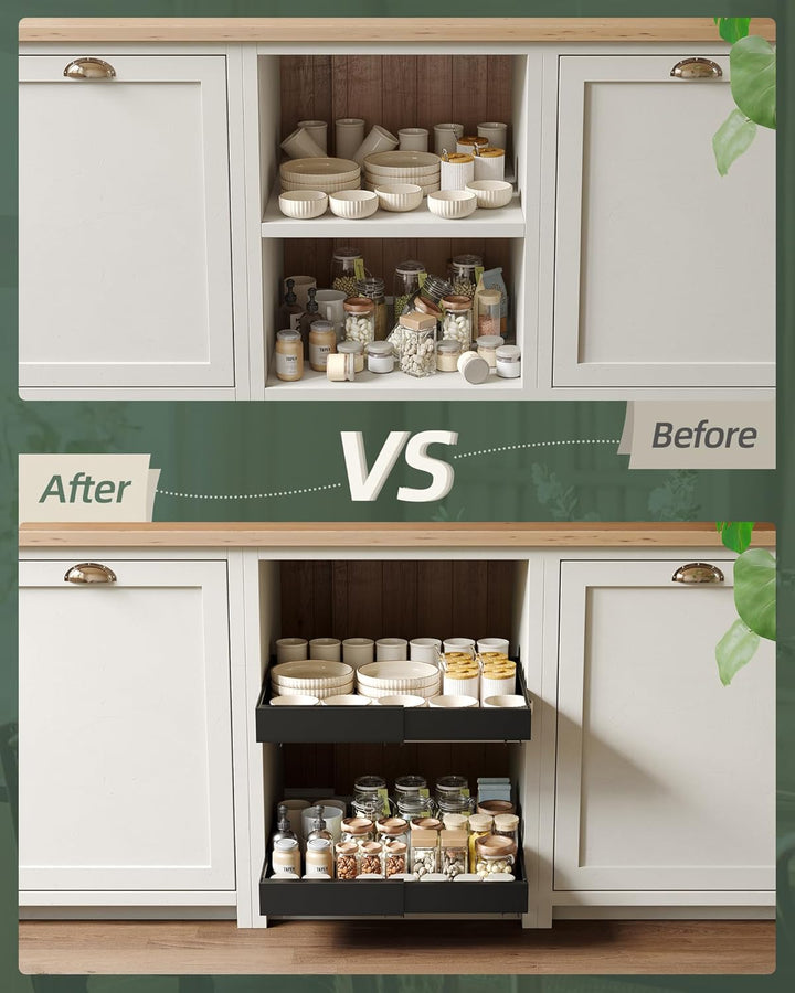 NETEL 2er-Pack Teleskopschublade Ausziehbarer Schubladen Organizer Einstellbare Breite 32-52cm für K