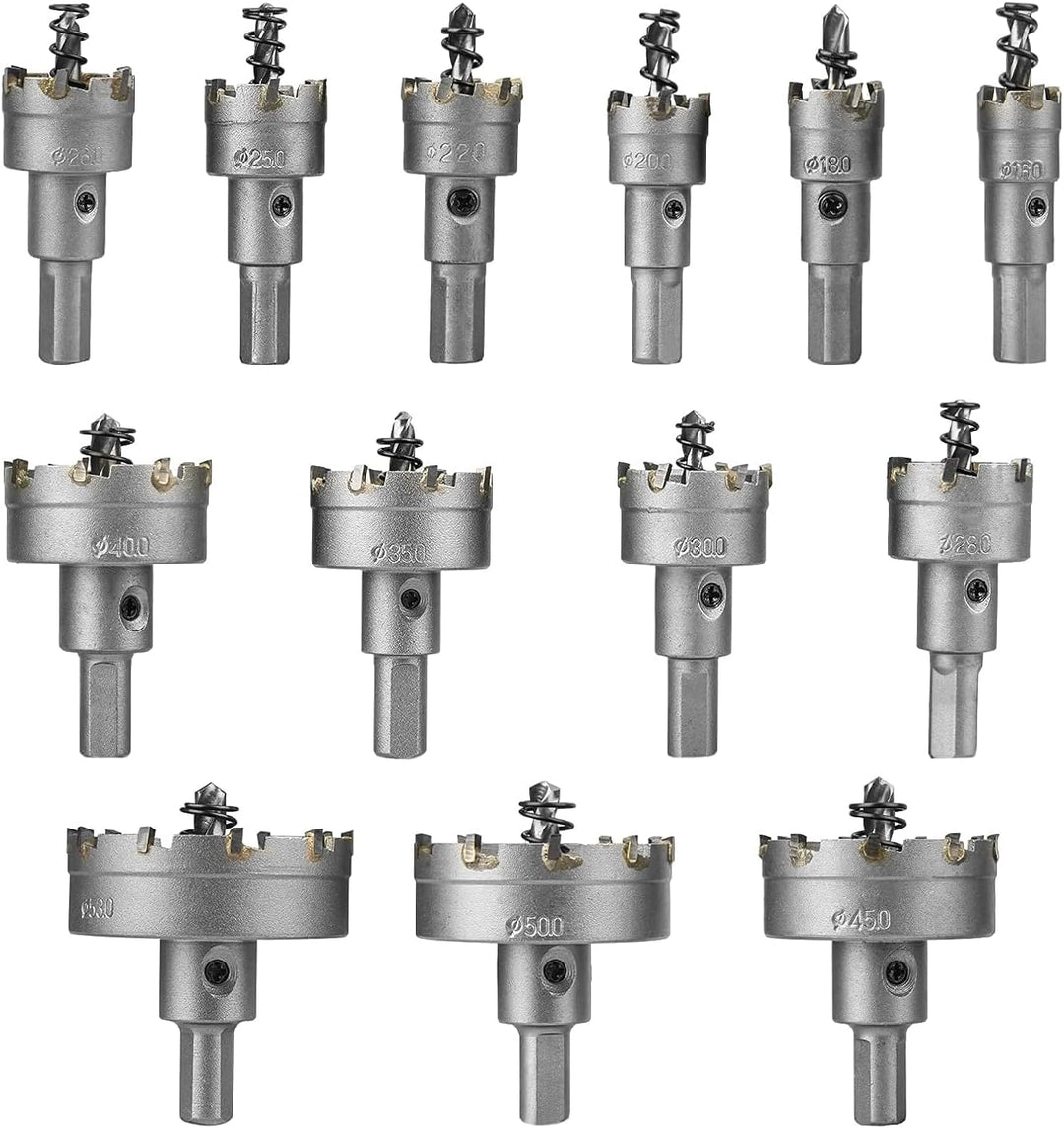 Hakkin 13 Stück 16-53mm Lochsäge Hartmetall-Bohrer, Lochschneider Multiple-tooth HSS Set TCT Carbid