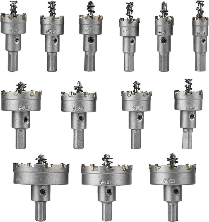 Hakkin 13 Stück 16-53mm Lochsäge Hartmetall-Bohrer, Lochschneider Multiple-tooth HSS Set TCT Carbid
