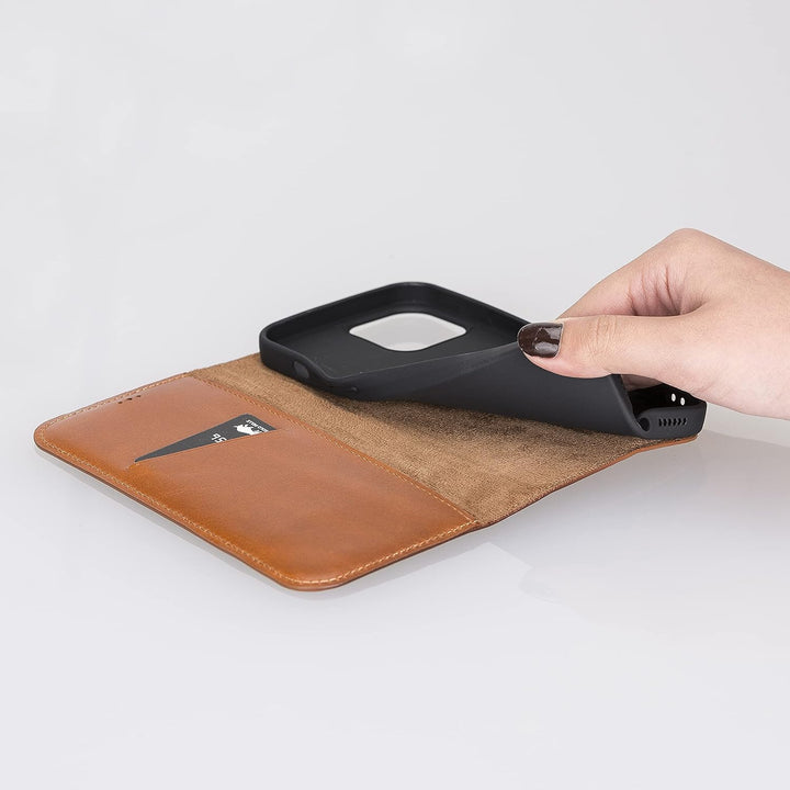 Solo Pelle aufklappbare Lederhülle kompatibel für iPhone 13 Pro in 6.1 Zoll inkl. 1 Kartenfach für d