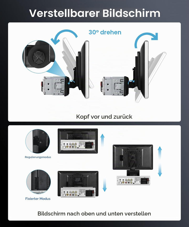 VECHTEL Autoradio 1 Din mit Drahtlos Carplay Android Auto, 10.1 Zoll HD IPS Touchscreen Autoradio mi