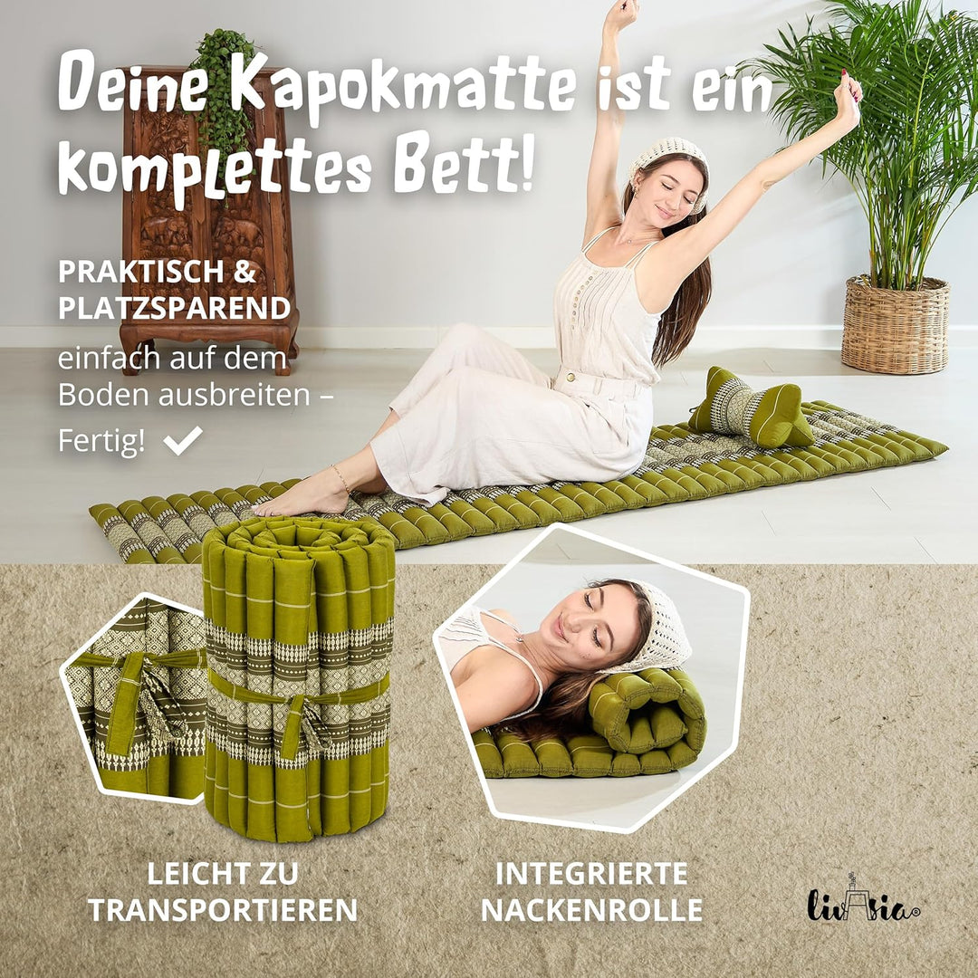 livasia Rollmatte Rollmatratze L-200x110x4,5cm, Gästebett Gästematratze 1 Person, Reisebett Kofferra