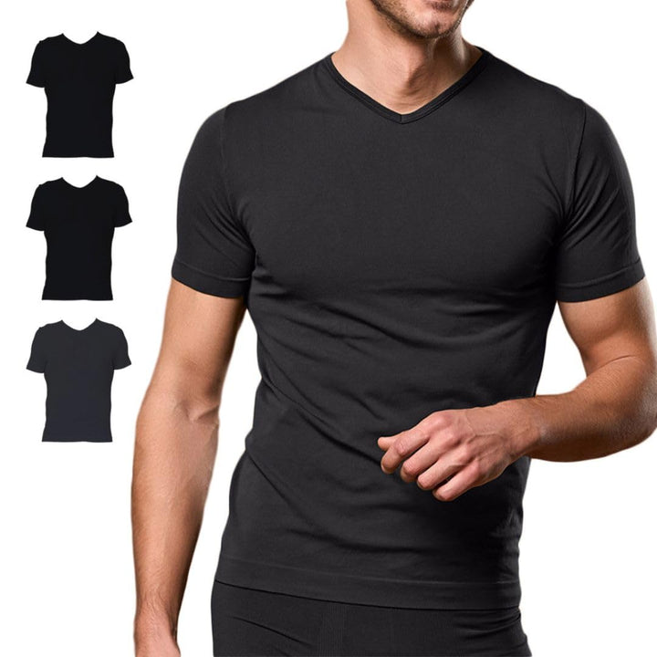 FOCENZA T-Shirt für Herren mit V-Ausschnitt, Unterwäsche aus weicher elastischer und bequemer Mikrof