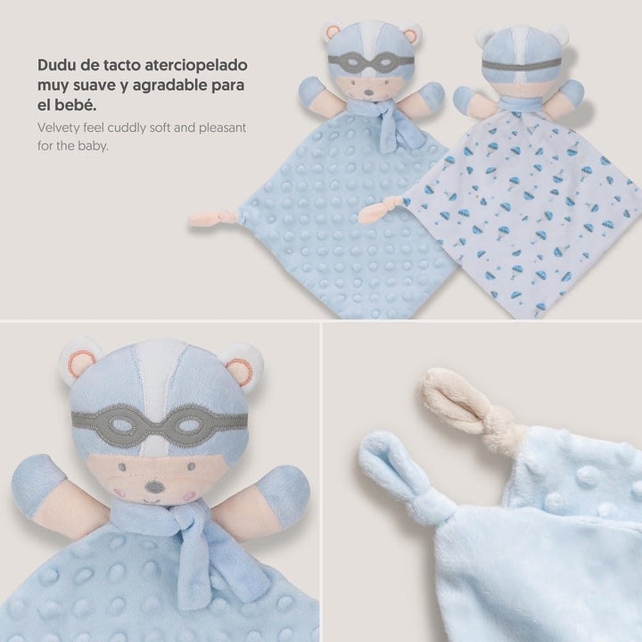 Baby-Geschenkset: Blauer Decke "Paracaidista" mit doudou